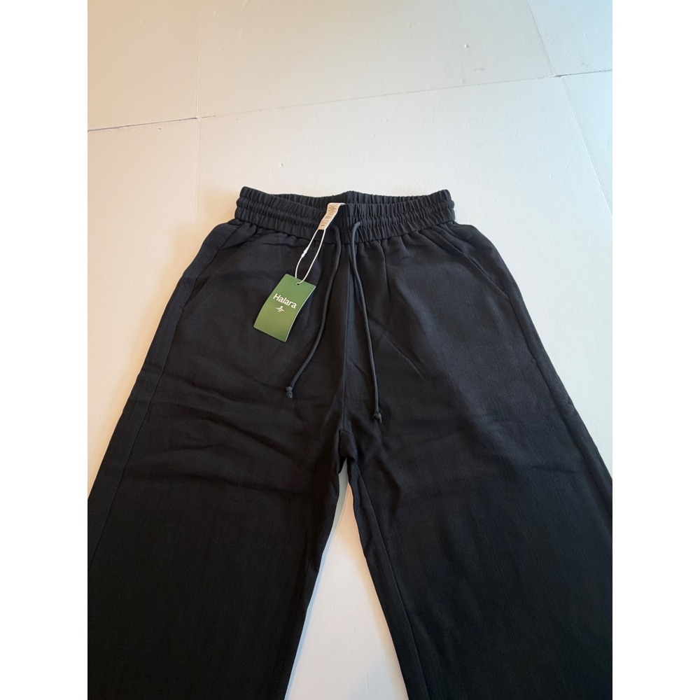Halara Black Wide Leg Flowy Trousers XS High Waisted Drawstring Pants - Picture 3 of 7